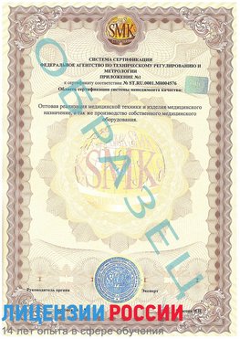Образец сертификата соответствия (приложение) Чернушка Сертификат ISO 13485